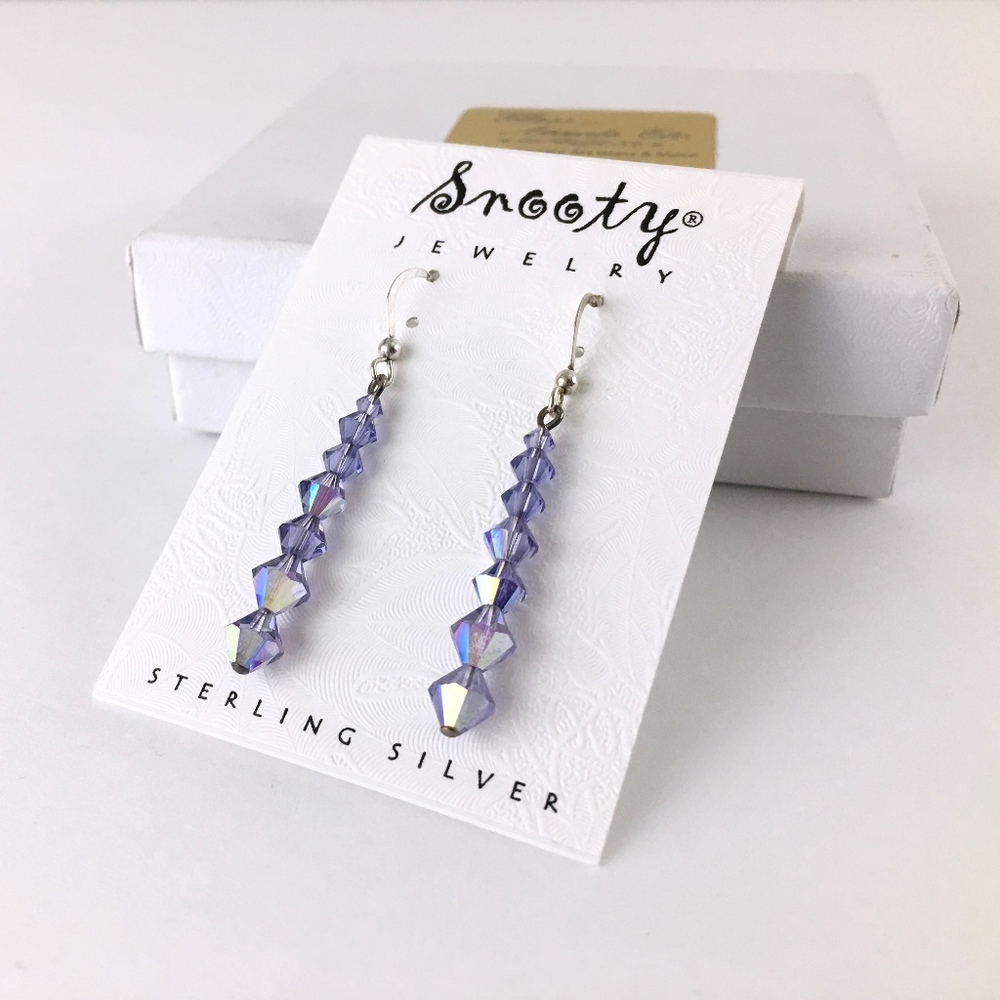 Sterling Silver Tanzanite Swarovski Crystal Dangle Earrings
